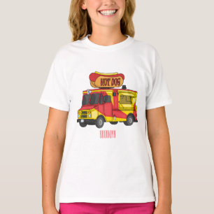 Camiseta Ilustração de desenho animado de caminhão com comi