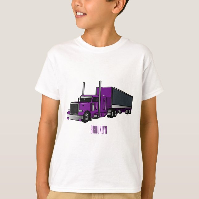 Camiseta Ilustração de desenho animado de caminhão semirreb (Frente)