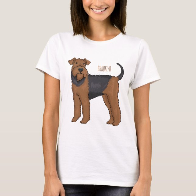Camiseta Ilustração de desenho animado de cão Airedale terr (Frente)