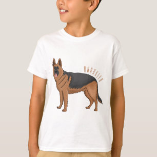 Camiseta ilustração de desenho animado de cão german shephe