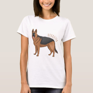 Camiseta ilustração de desenho animado de cão german shephe