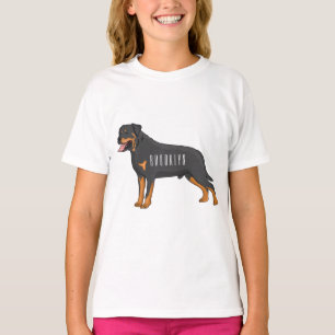 Camiseta Ilustração de desenho animado de cão rottweiler