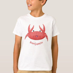 Camiseta Ilustração de desenho animado de caranguejo verm