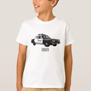 Camiseta Ilustração de desenho animado de carro da polícia