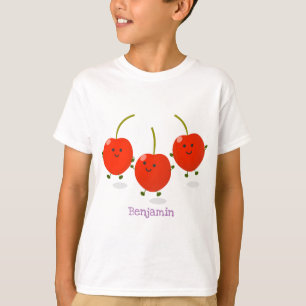 Camiseta Ilustração de desenho animado de cerejas vermelhas