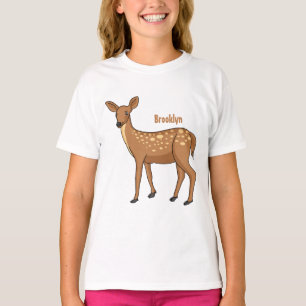 Camiseta Ilustração de desenho animado de cervo pintado