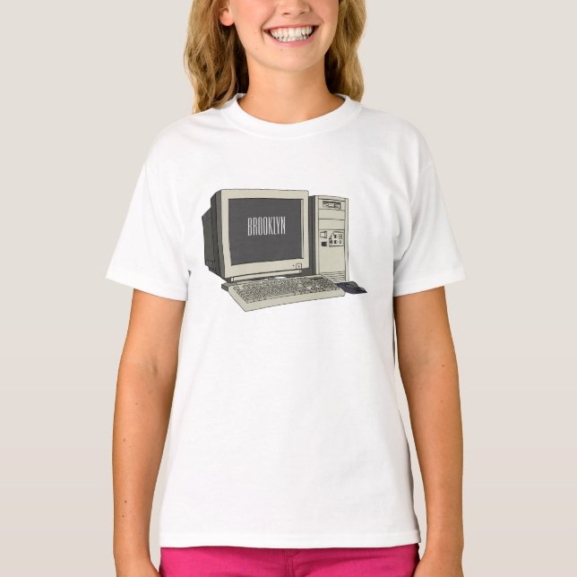 Camiseta Ilustração de desenho animado de computador (Frente)