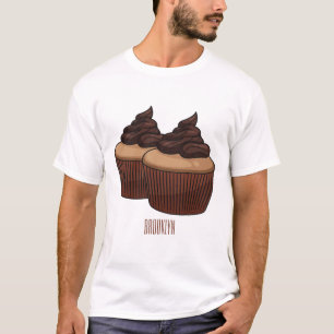 Camiseta ilustração de desenho animado de cupcake