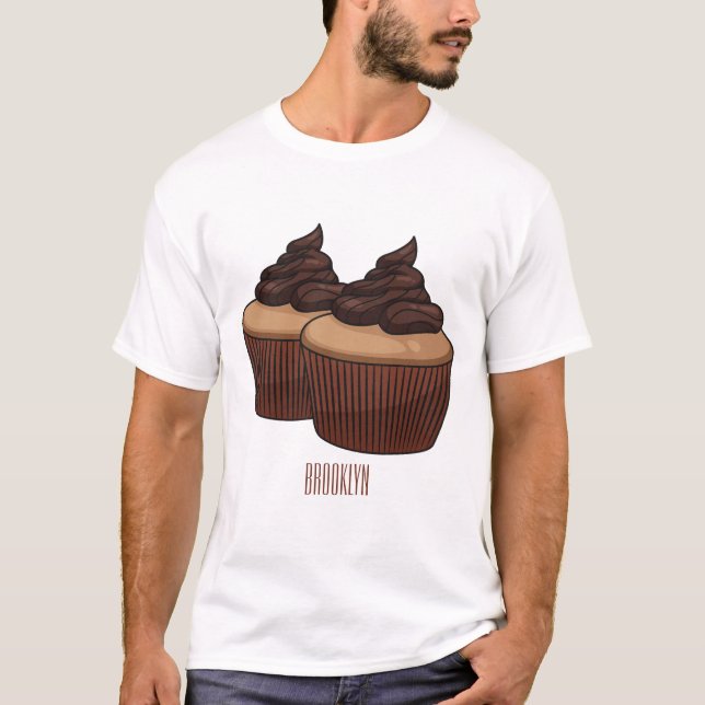 Camiseta ilustração de desenho animado de cupcake (Frente)
