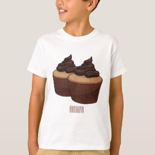 Camiseta ilustração de desenho animado de cupcake