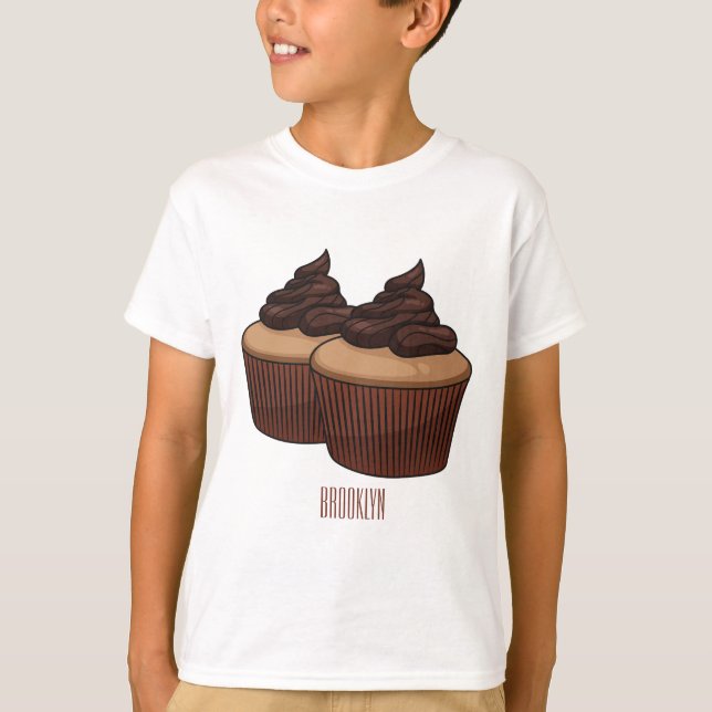 Camiseta ilustração de desenho animado de cupcake (Frente)