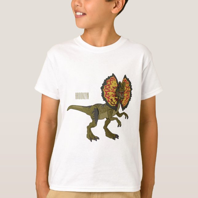 Camiseta Ilustração de desenho animado de Dilophosaurus (Frente)