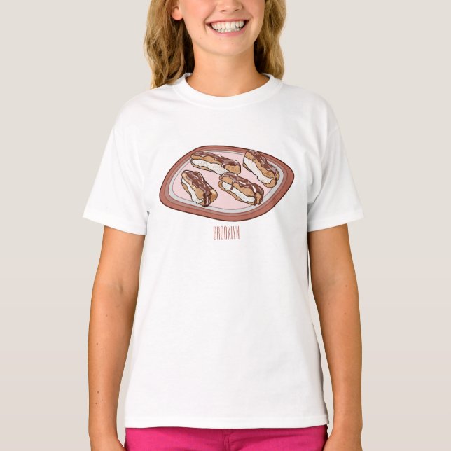 Camiseta Ilustração de desenho animado de eclair de chocola (Frente)