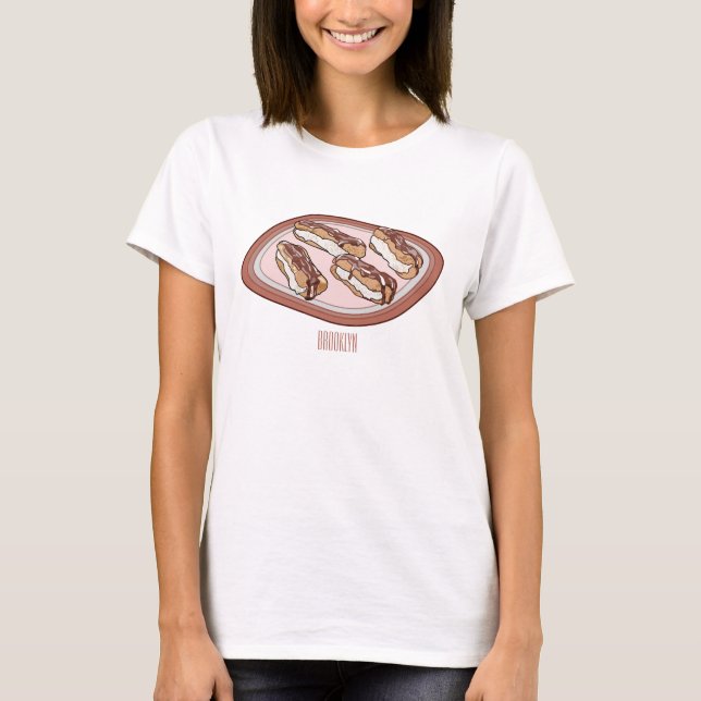 Camiseta Ilustração de desenho animado de eclair de chocola (Frente)
