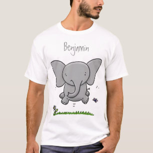 Camiseta Ilustração de desenho animado de elefante bebê fof