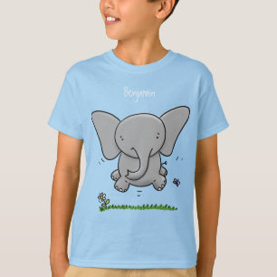 Camiseta ilustração de desenho animado de elefante de beb