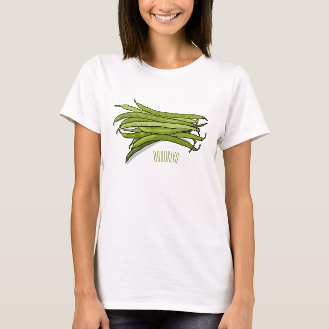 Camiseta Ilustração de desenho animado de feijão verde (Frente)