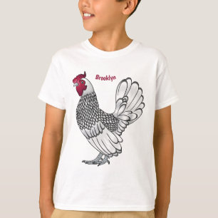 Camiseta ilustração de desenho animado de frango Sebright