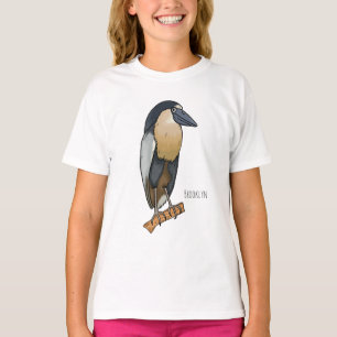 Camiseta Ilustração de desenho animado de garça de bico de