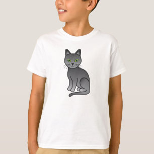 Camiseta Ilustração de desenho animado de gato azul russo