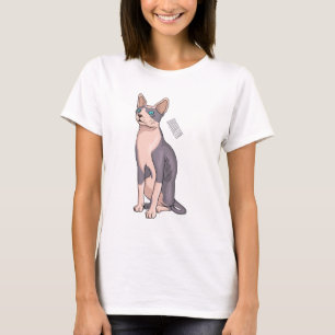 Camiseta Ilustração de desenho animado de gato esphynx