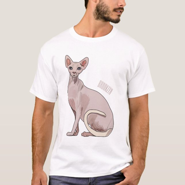 Camiseta Ilustração de desenho animado de gato esphynx (Frente)