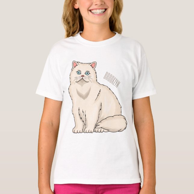 Camiseta Ilustração de desenho animado de gato persa (Frente)