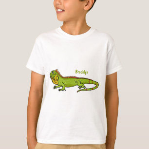 Camiseta Ilustração de desenho animado de iguana verde feli