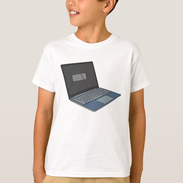 Camiseta ilustração de desenho animado de laptop (Frente)