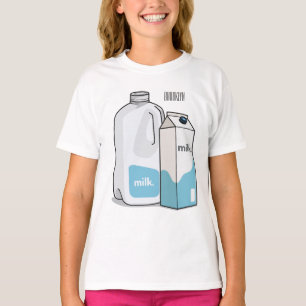 Camiseta Ilustração de desenho animado de leite