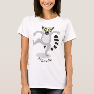 Camiseta Ilustração de desenho animado de lêmur de cauda de