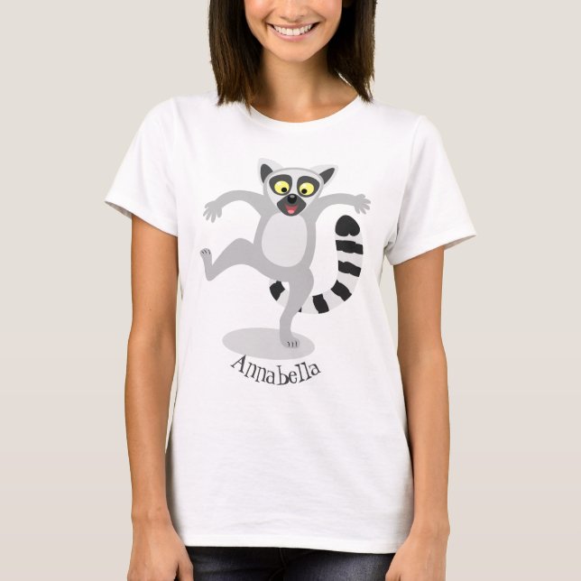 Camiseta Ilustração de desenho animado de lêmur de cauda de (Frente)