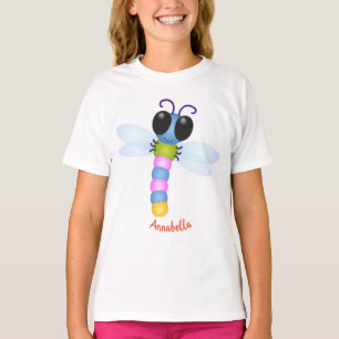 Camiseta Ilustração de desenho animado de libélula azul 