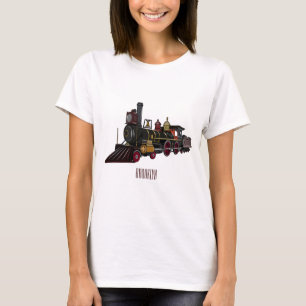 Camiseta Ilustração de desenho animado de locomotiva a vapo
