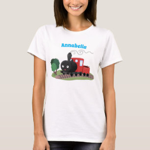 Camiseta Ilustração de desenho animado de locomotiva de com