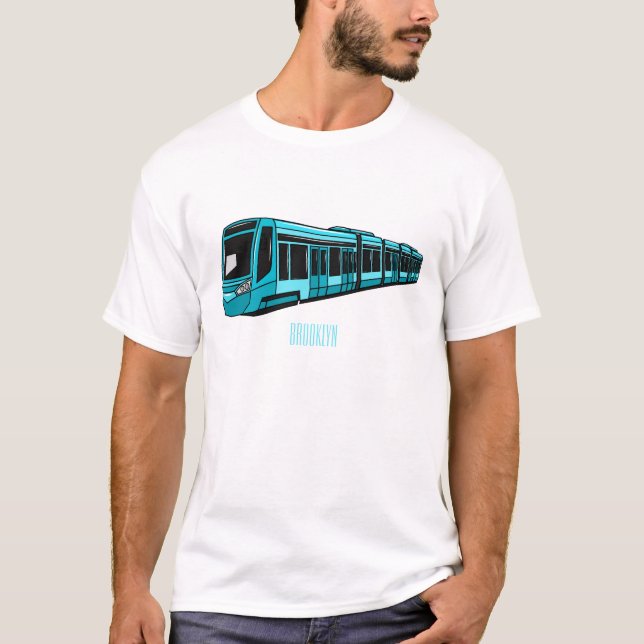 Camiseta Ilustração de desenho animado de locomotiva elétri (Frente)