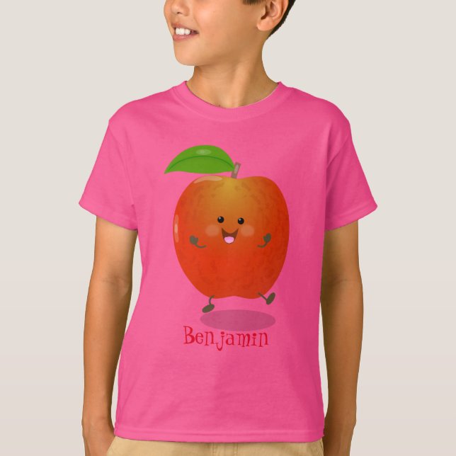 Camiseta Ilustração de desenho animado de maçã dançante (Frente)