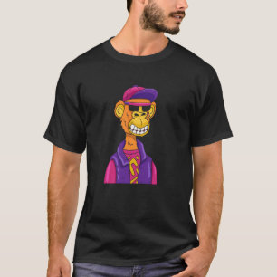 Camiseta Ilustração de desenho animado de macaco hipster en
