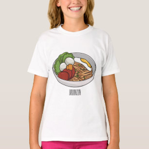 Camiseta Ilustração de desenho animado de macarrão