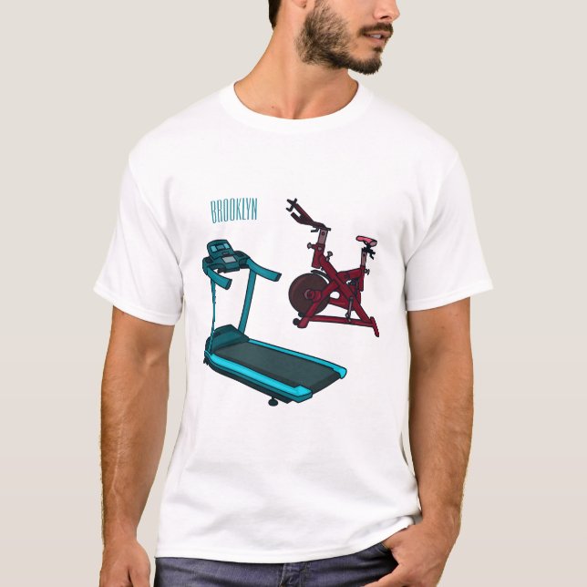 Camiseta Ilustração de desenho animado de moinho e biciclet (Frente)