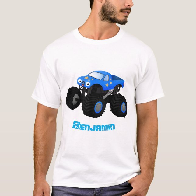 Camiseta Ilustração de desenho animado de monstro azul boni (Frente)