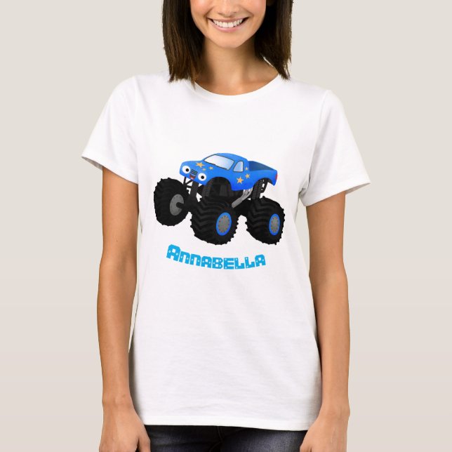 Camiseta Ilustração de desenho animado de monstro azul boni (Frente)