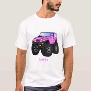 Camiseta Ilustração de desenho animado de monstro rosa