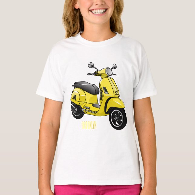 Camiseta Ilustração de desenho animado de motocicleta (Frente)
