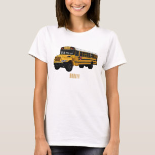 Camiseta Ilustração de desenho animado de ônibus escolar