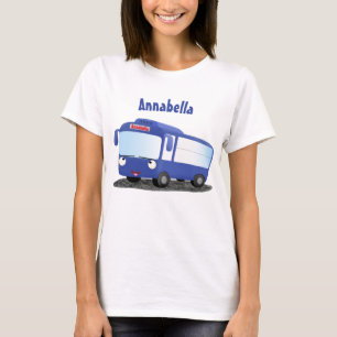 Camiseta Ilustração de desenho animado de ônibus moderno az