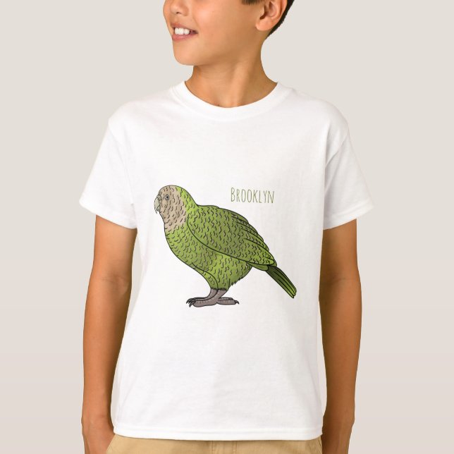 Camiseta Ilustração de desenho animado de pássaro Kakapo (Frente)