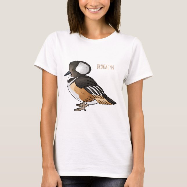 Camiseta Ilustração de desenho animado de pássaro merganser (Frente)