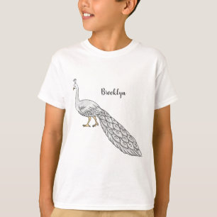 Camiseta Ilustração de desenho animado de pássaro pavão bra