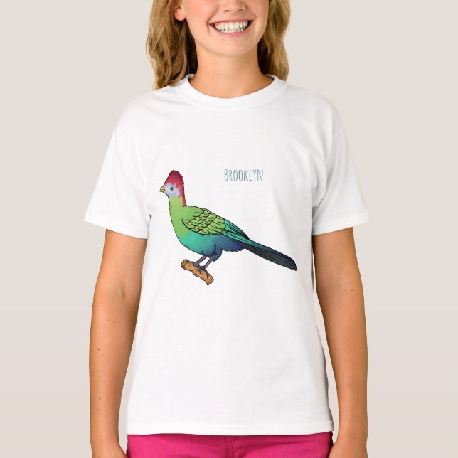 Camiseta Ilustração de desenho animado de pássaro turaco co (Frente)